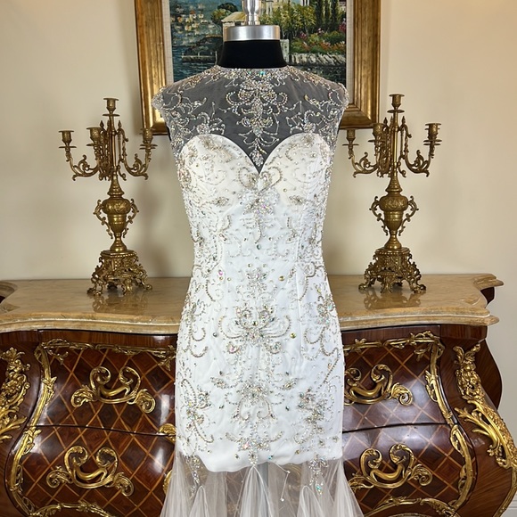 Meier Collection formal wedding Embroidery Rhinestone bodice evening prom dress - Picture 3 of 5